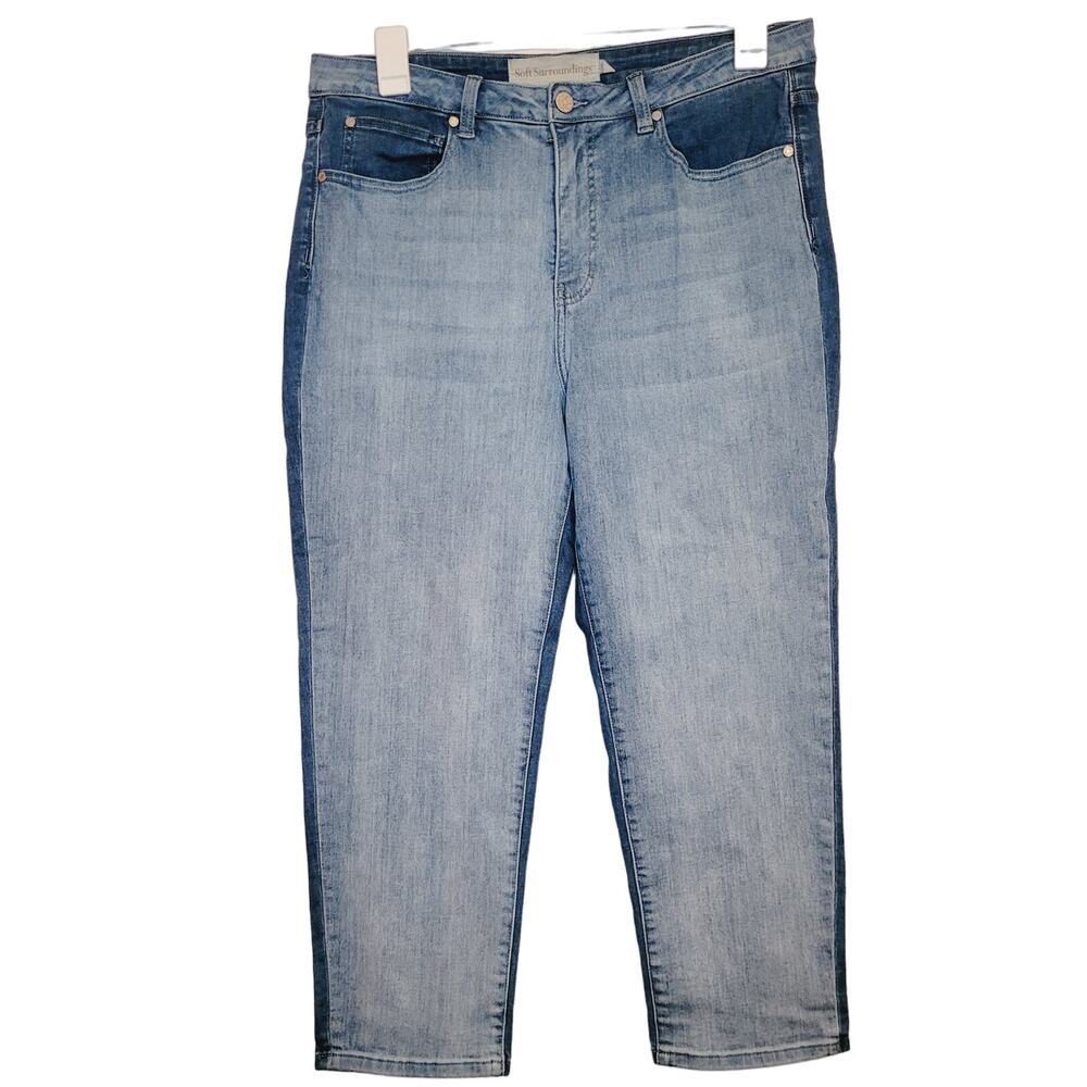Soft Surroundings two tone blue straight leg jeans Size 16 Retro Western Y2K
